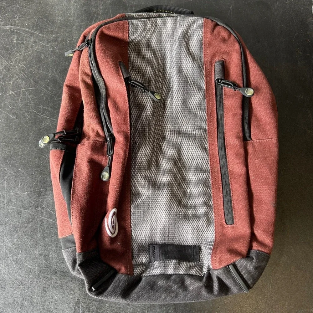 Timbuk2 Laptop Backpack Maroon Canvas Urban Commuter Bag Multi Pocket